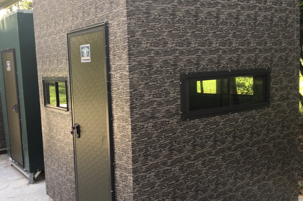 Aluminum and insulated 6x6 Big Dogg deer blind for ground hunting – durable, weather-resistant blind with thermal protection for all-season concealment.
