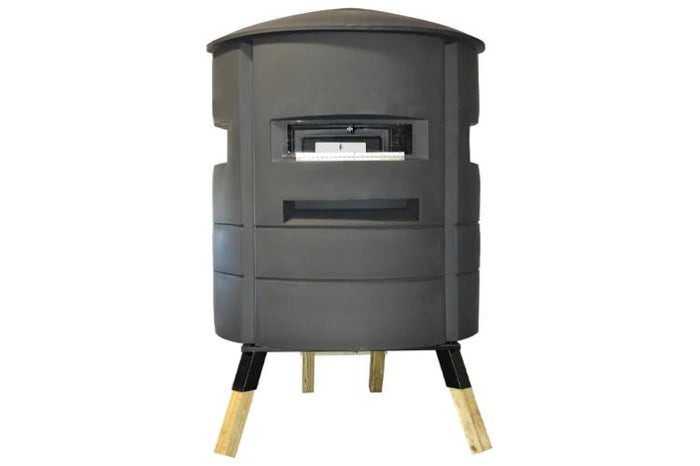 A deer hunting blind designed for hunting, featuring gun windows for better visibility.