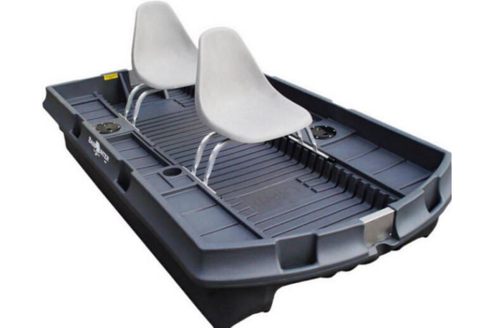 A fishing and hunting boat showcasing chairs, ideal for a comfortable outdoor experience.