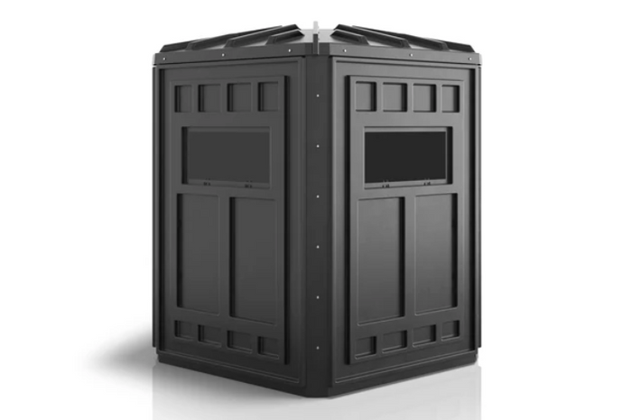 Weather-resistant ground hunting blind designed for concealment and comfort in the field