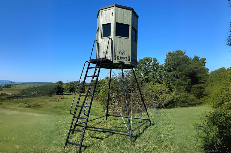 12 Point Hunting Blinds 8’ elevated stand with anchors for stability