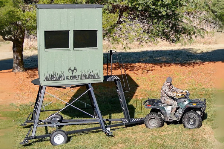 12 Point Hunting Blinds Trailer with 5’ hunting stand for easy mobility