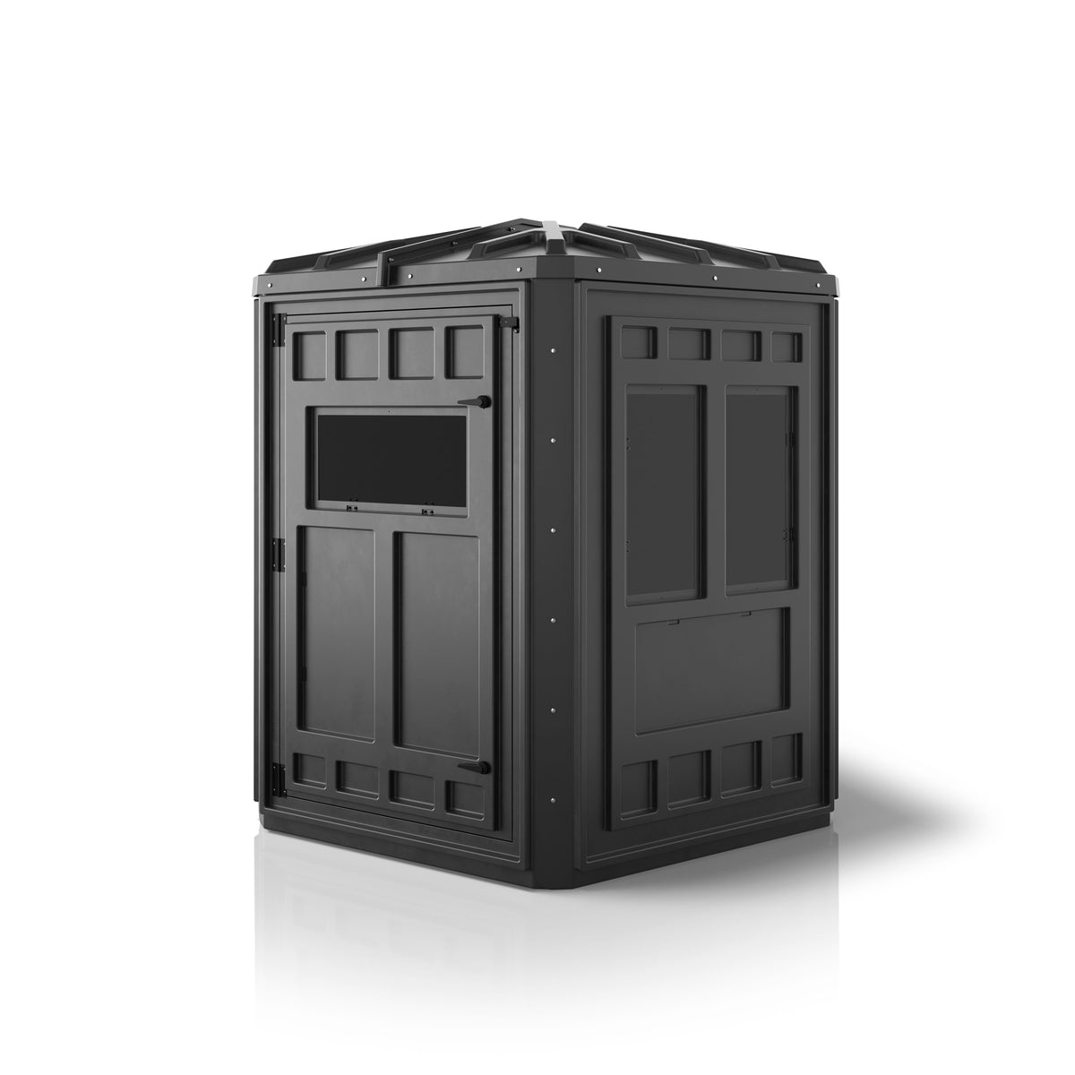 Booner Hunting Blind with 5-Panel Dagger design featuring dual and tinted windows, providing a durable and weather-resistant camouflage shelter for hunters in outdoor environments.