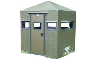 fiberglass deer blind camouflage classic 4x6 with door on 6' side dillon manufacturing 14609