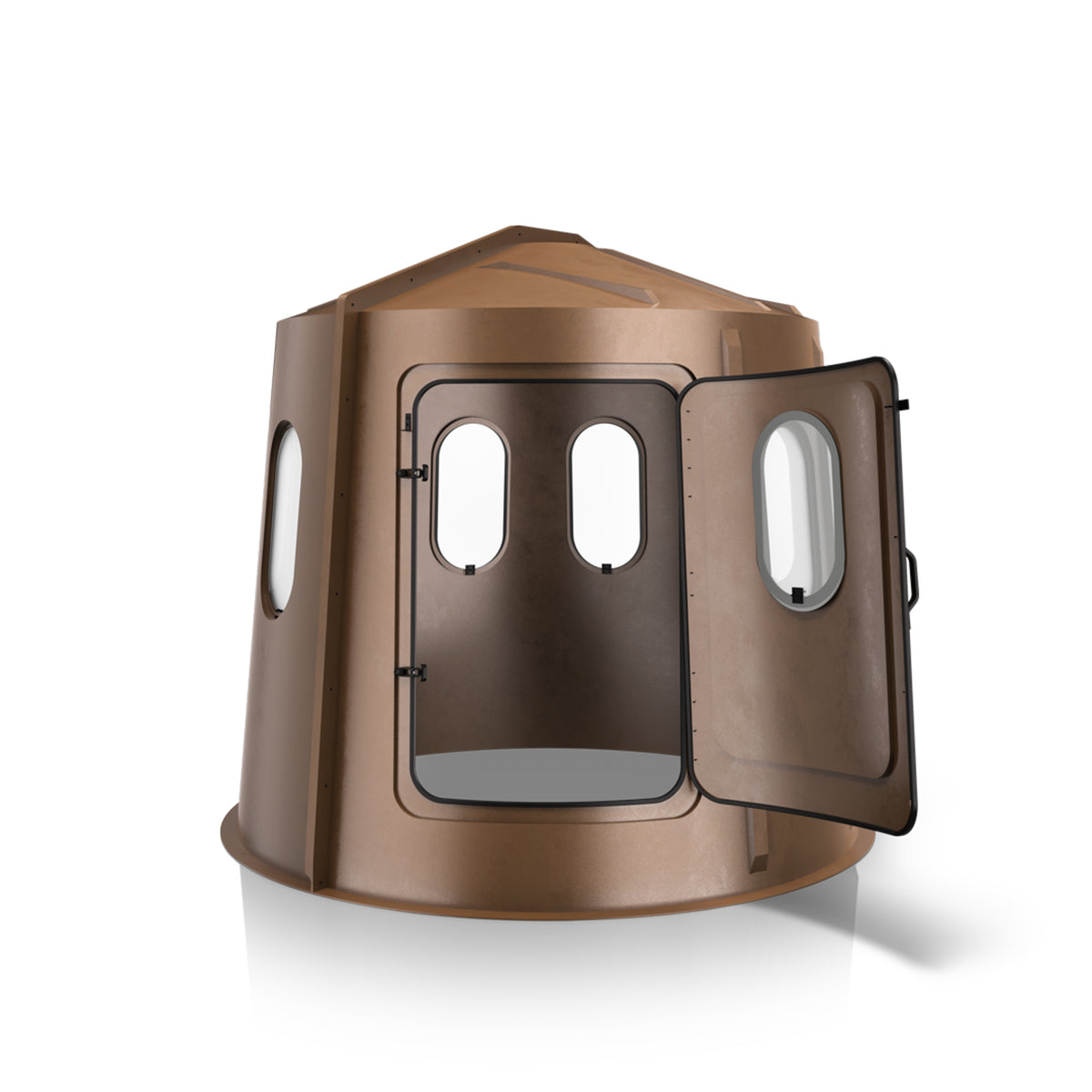 Maverick 6-Shooter Deer Hunting Blind in Brown with Clear Windows