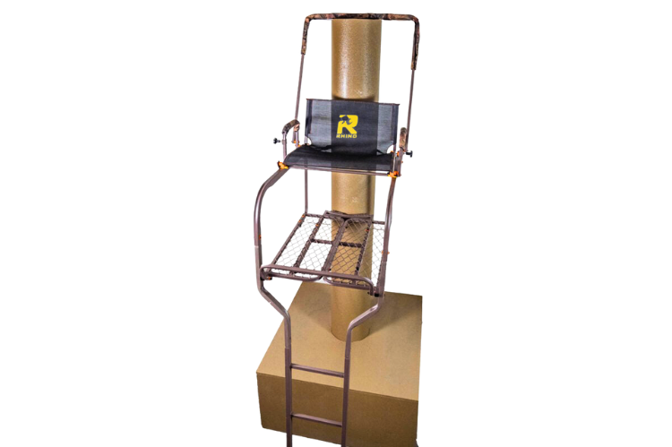 Rhino Treestands 17.5 ft. ladder stand RTL-302, high visibility deer hunting stand.