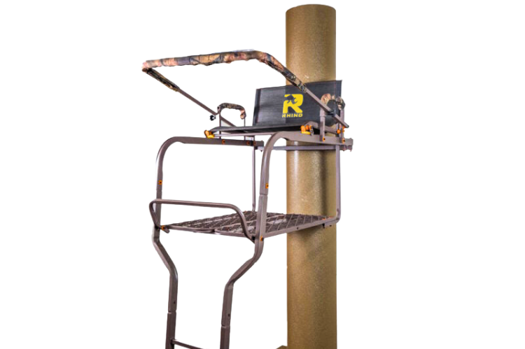 Rhino Treestands 17.5 ft. ladder stand RTL-302, high visibility deer hunting stand.