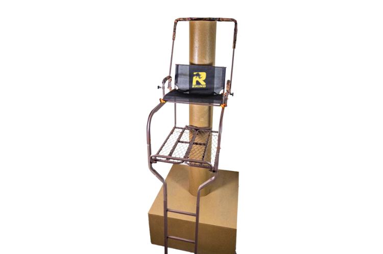 Rhino Treestands 22 ft. ladder stand RTL-402 for deer hunting, single-user tree stand with high elevation.