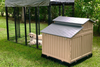 Snap Lock Large Dog House with built-in food and water nook, designed for easy assembly.