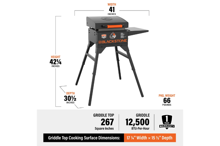 Blackstone 17" Griddle with Hood 1939, portable 17 inch Blackstone griddle for outdoor cooking