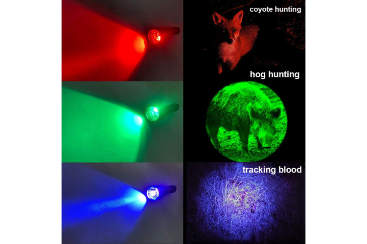 Whitetail Deer Blood Tracking Light Green/Red/Blue Cree LED Flashlight