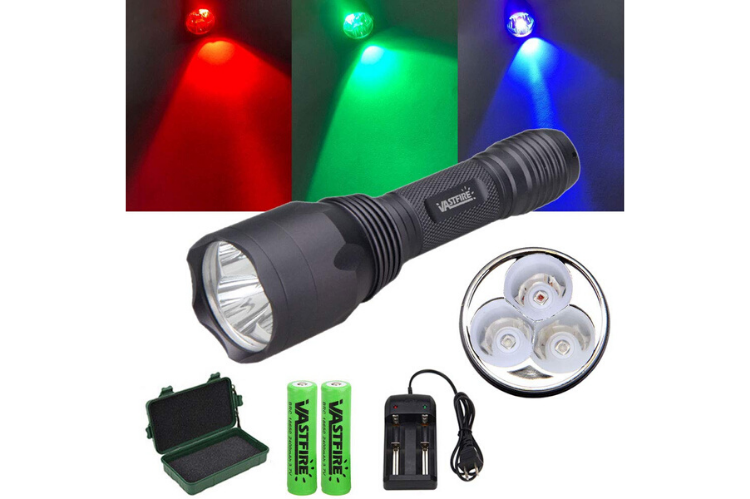 Whitetail Deer Blood Tracking Light Green/Red/Blue Cree LED Flashlight - HuntingblindsHQ