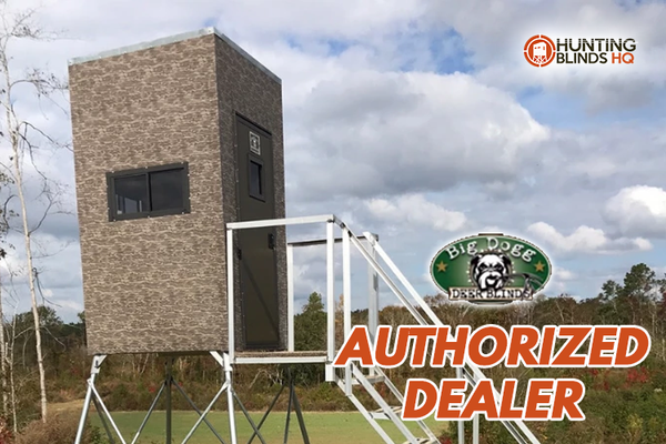 Aluminum and Insulated Deer Blinds 4' X 6' Elevated with 5' Base, Stairs, Porch & Railings Big Dogg