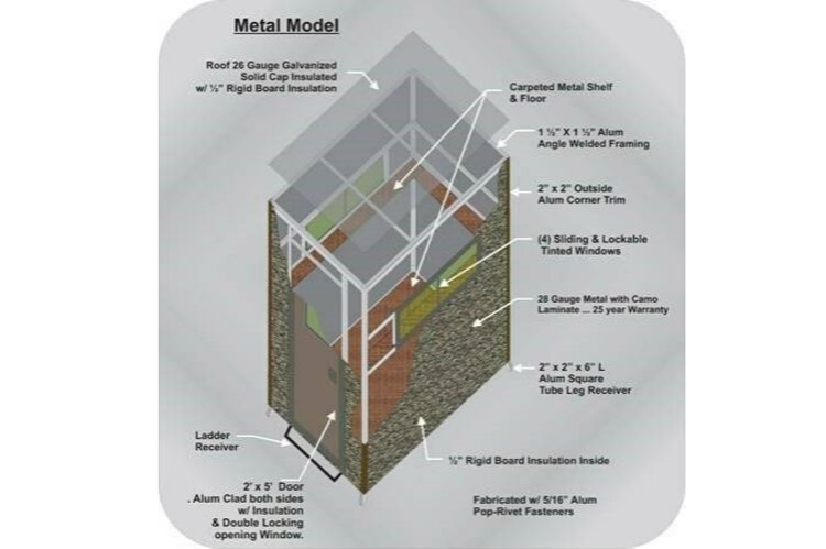 Aluminum and Insulated Deer Blinds 6' X 6' Elevated with 8' Base and Detachable Ladder Big Dogg